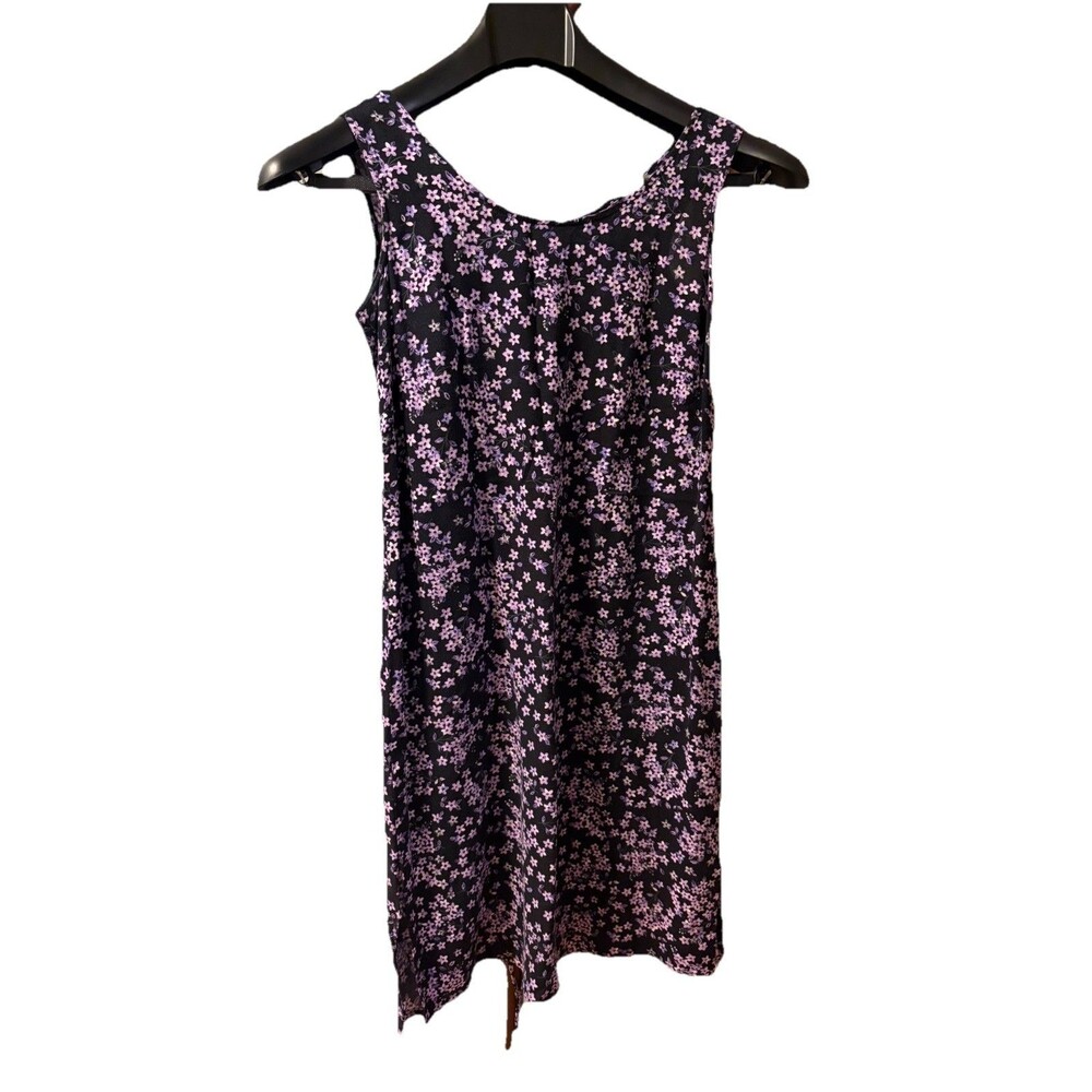 Vintage 90s Mom Purple Floral Tie Back Summer Tank Sun Dress
